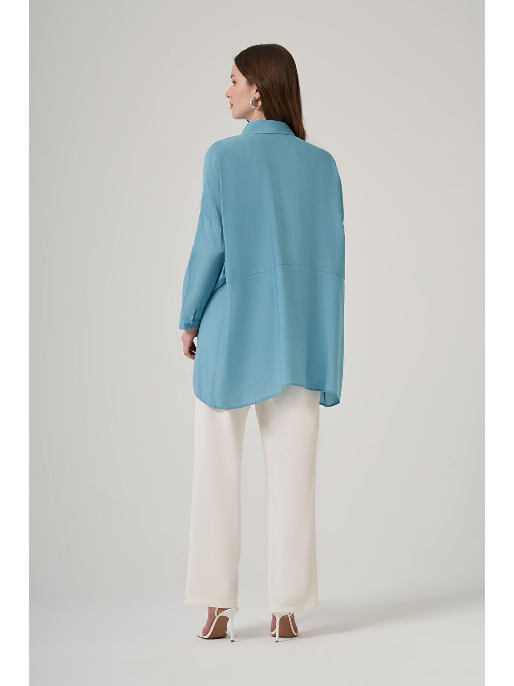 Oversize Basic Yazlık Gömlek 3001 Ross Mavi-2