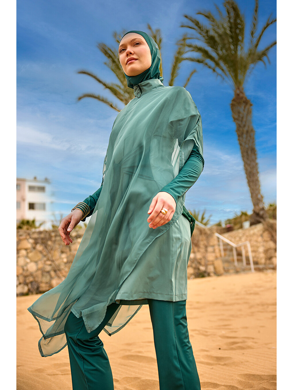 Açık Yeşil Kimono Kaftan P2516-1-2
