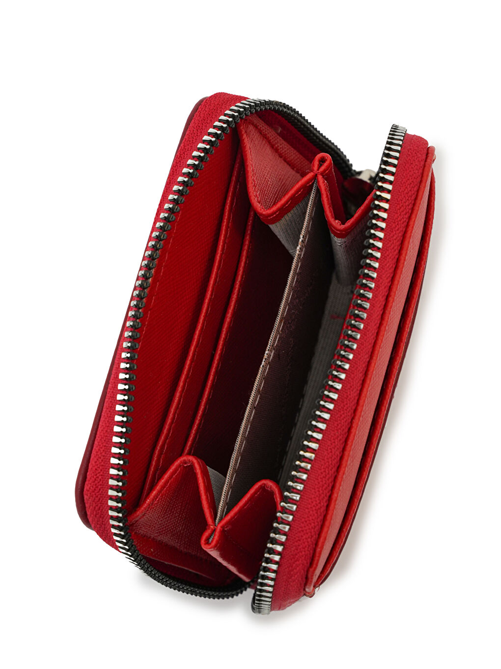 Kırmızı Kartlık Bölme Detaylı Mini Cüzdan CZ100-1-3