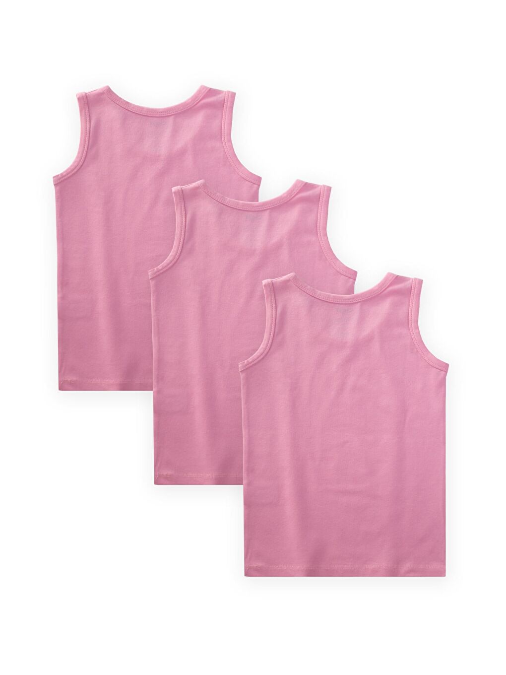 Üçlü Geniş Askılı Kız Atlet 2-9 Yaş Şeker Pembe-1