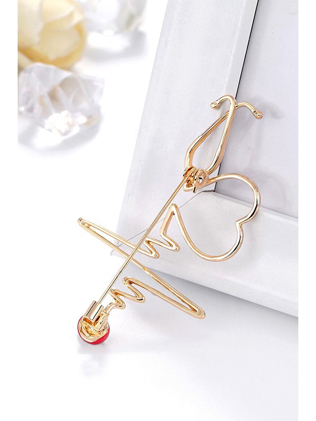 Sarı Kalp ritmi Steteskop Doktor Broş-3