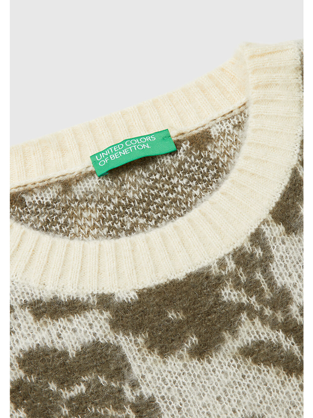 Ekru Kadın Krem Akrilik Karışımlı Desenli Ribana Detaylı Bisiklet Yaka Kazak-6