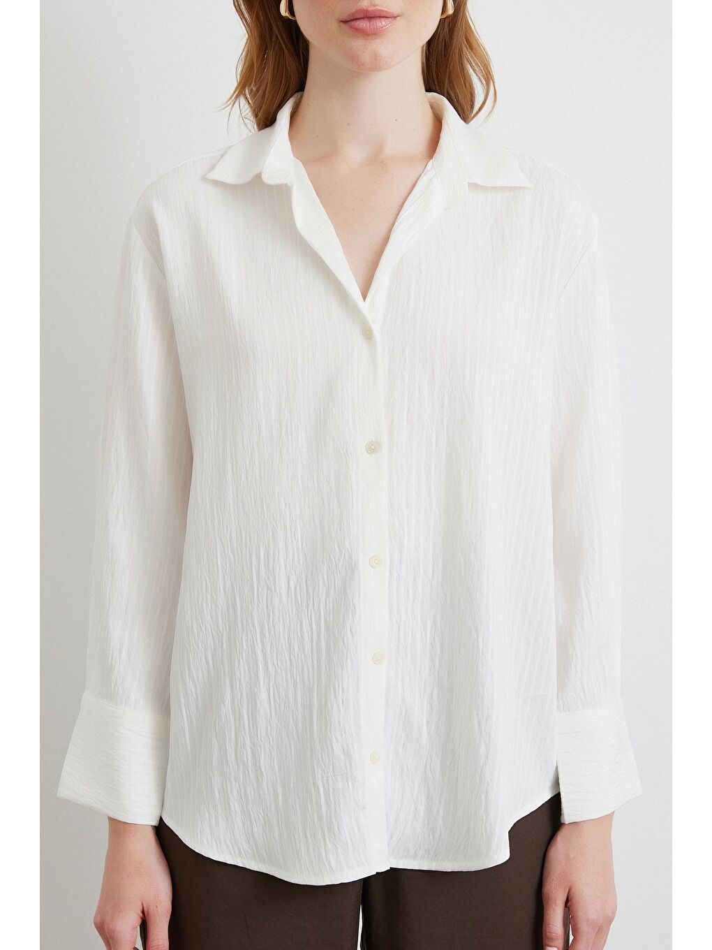 Paralel Çizgili Gömlek Beyaz-3