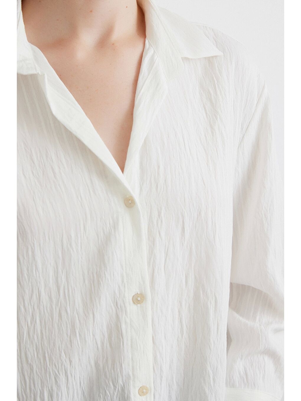 Paralel Çizgili Gömlek Beyaz-4