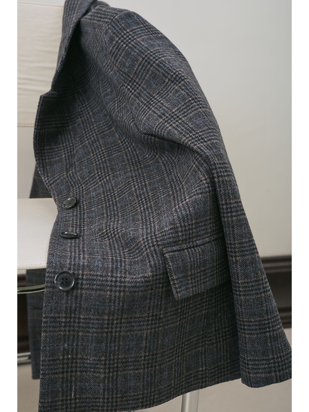 Karışık Norrıs Yün Blazer Ceket Grey Check-1