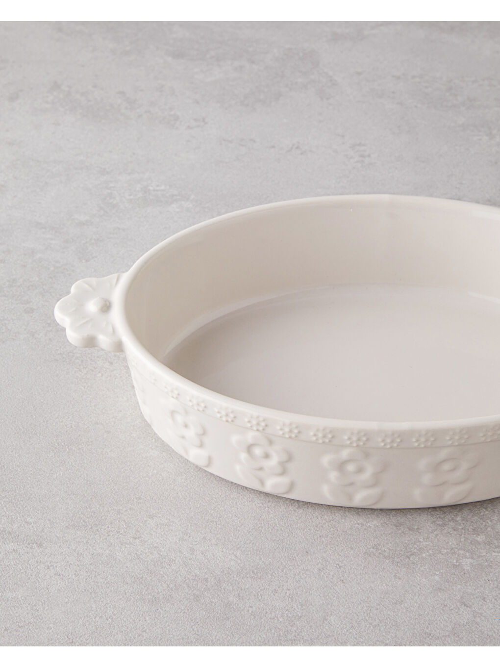 Ekru Soft Bloom Stoneware Fırın Kabı 28 cm Krem-2