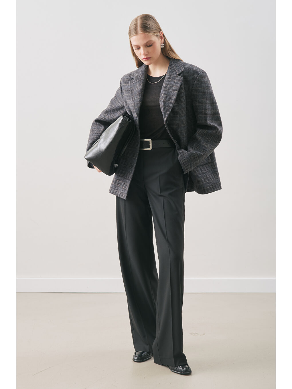 Karışık Norrıs Yün Blazer Ceket Grey Check-2