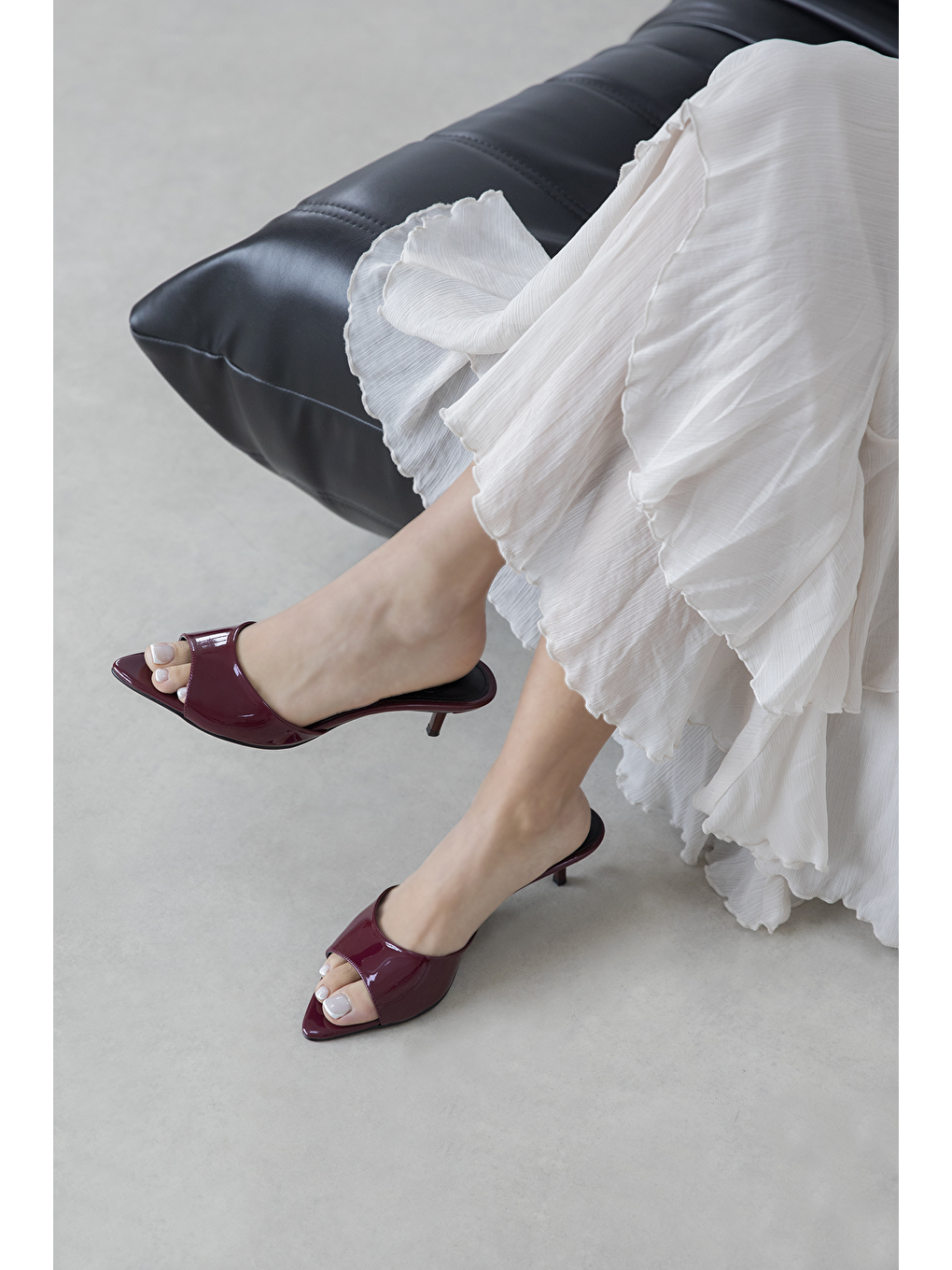 Randall Kadın Topuklu Rugan Sandalet Bordo-1