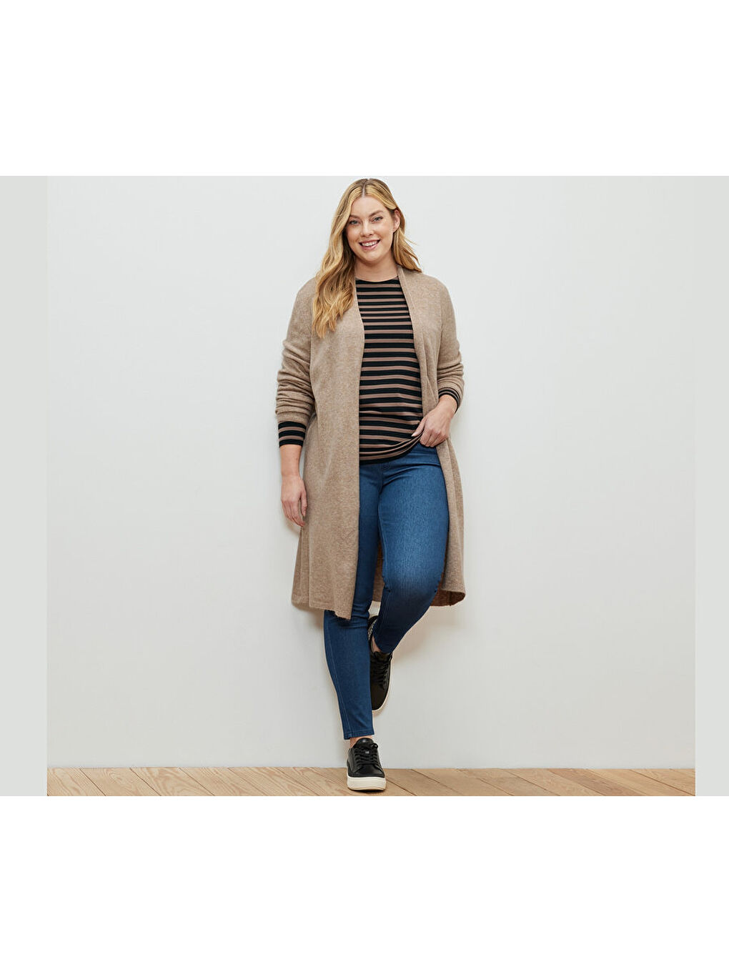 Bej Kadın Uzun Hırka, Kırçıllı Kum-1