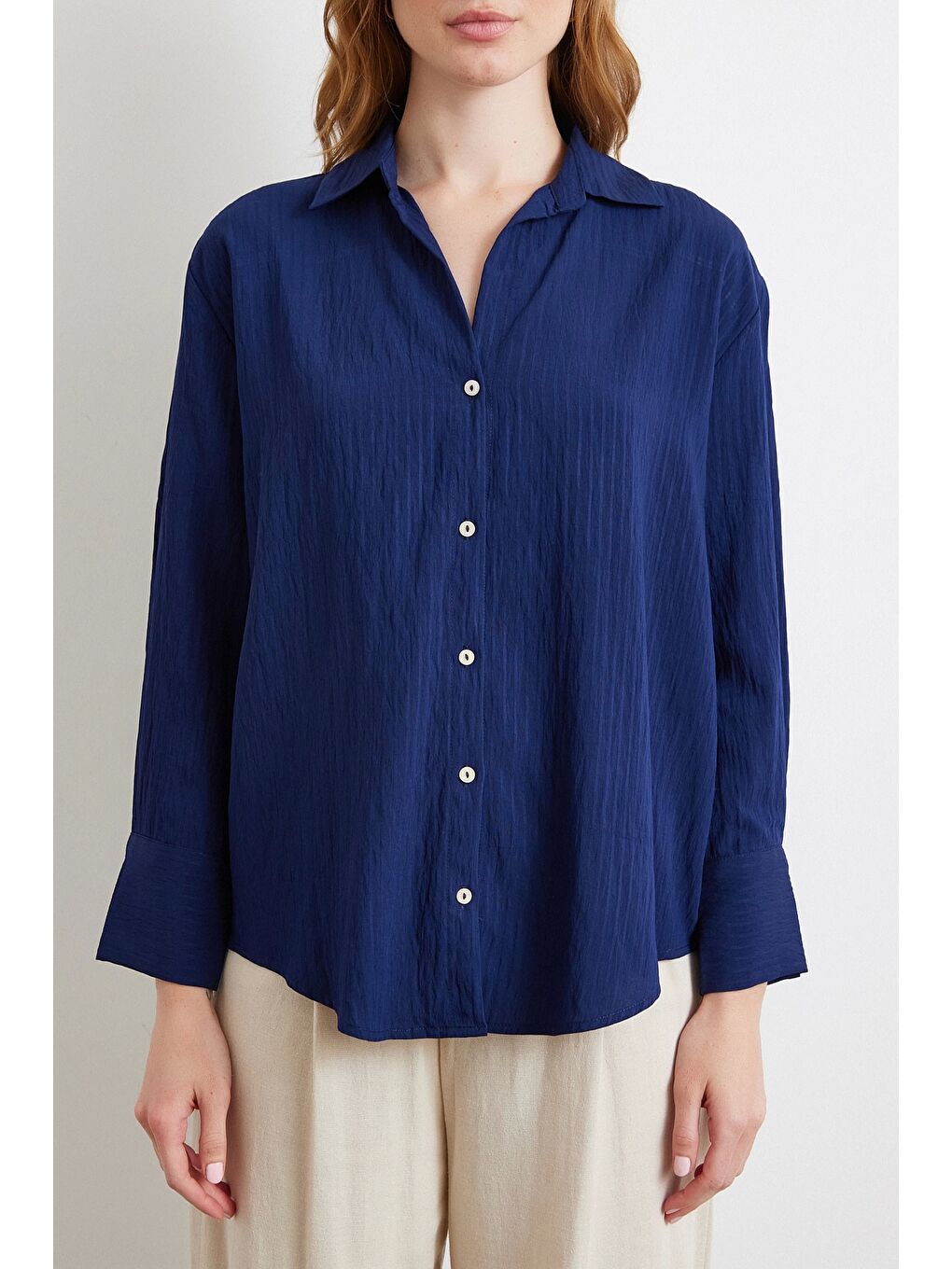 Paralel Çizgili Gömlek Lacivert-3