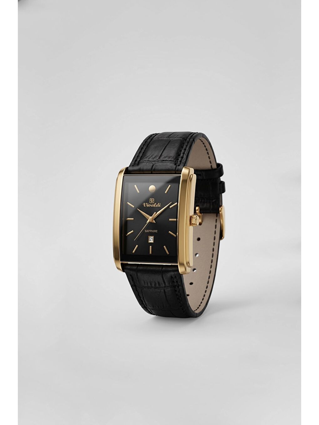 Erkek Kare Deri Kordon Retro Kol Saati Siyah