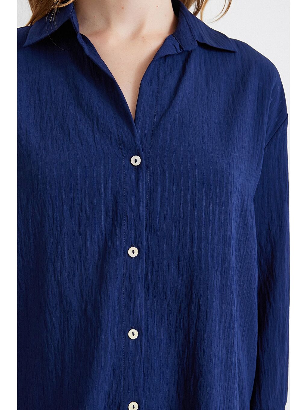 Paralel Çizgili Gömlek Lacivert-4