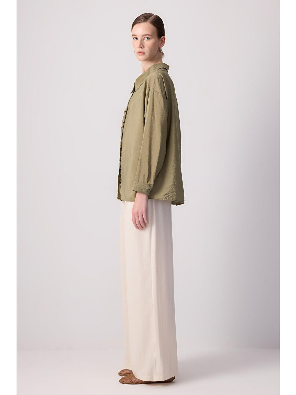 Haki Oversıze Gömlek-3