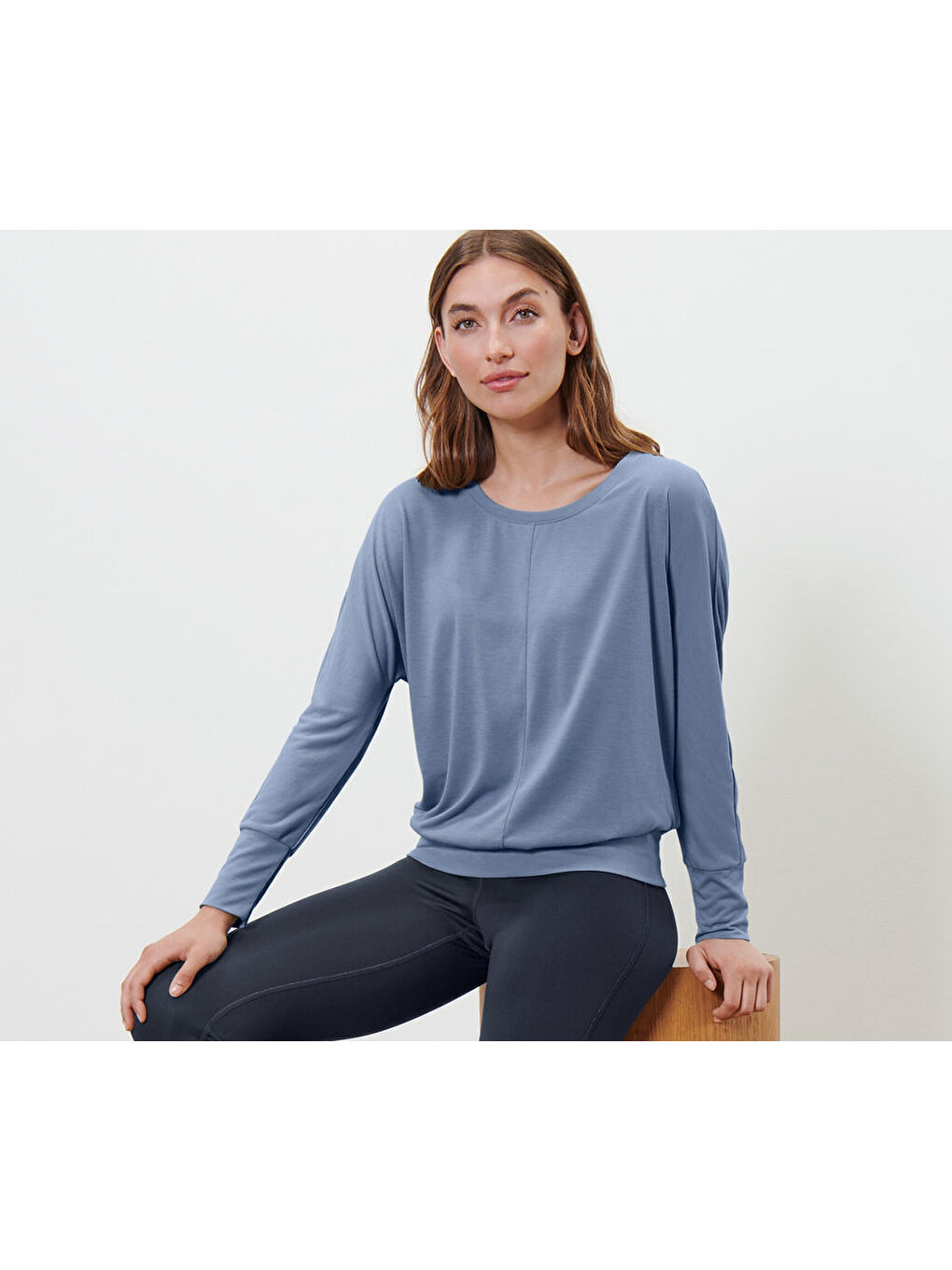 Kadın Yarasa Kollu Tişört, Mavi