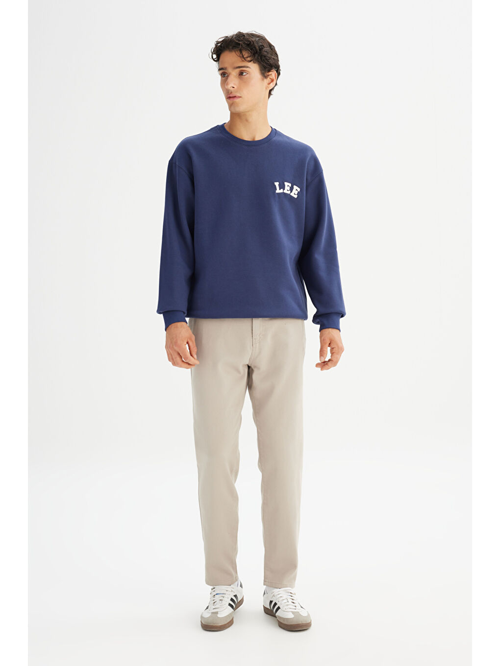 Lacivert Pamuklu Relaxed Fit Bisiklet Yaka İçi Polarlı Logo Detaylı Sweatshirt-1