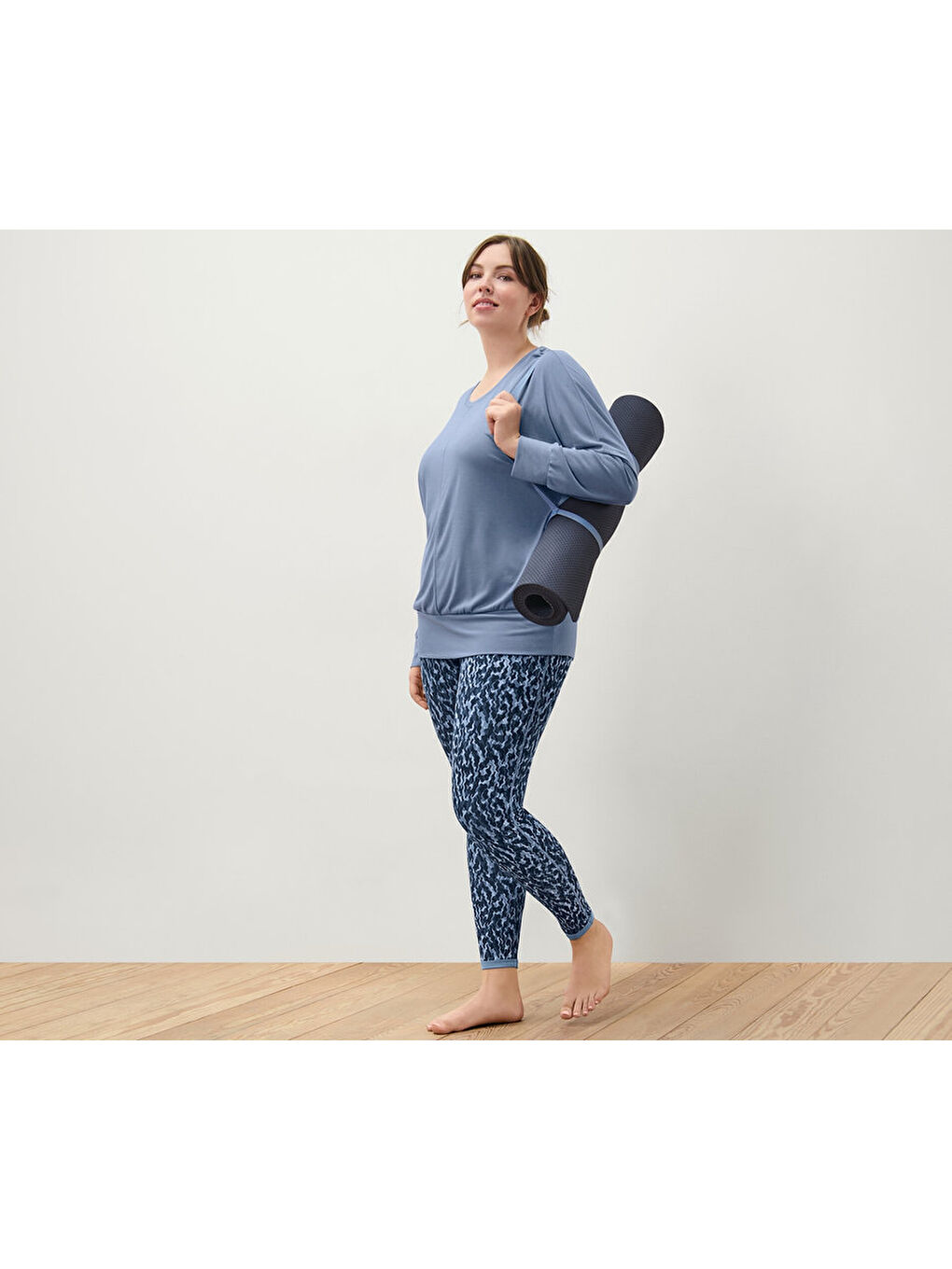 Kadın Yarasa Kollu Tişört, Mavi-1