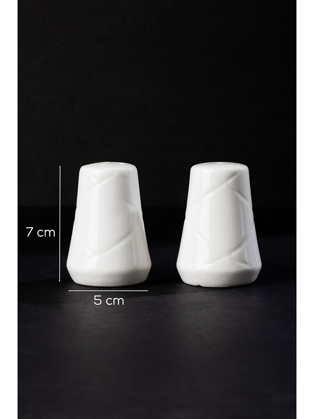2335 Güneş 2li Porselen Tuzluk Biberlik Seti Beyaz - 7x5cm-2