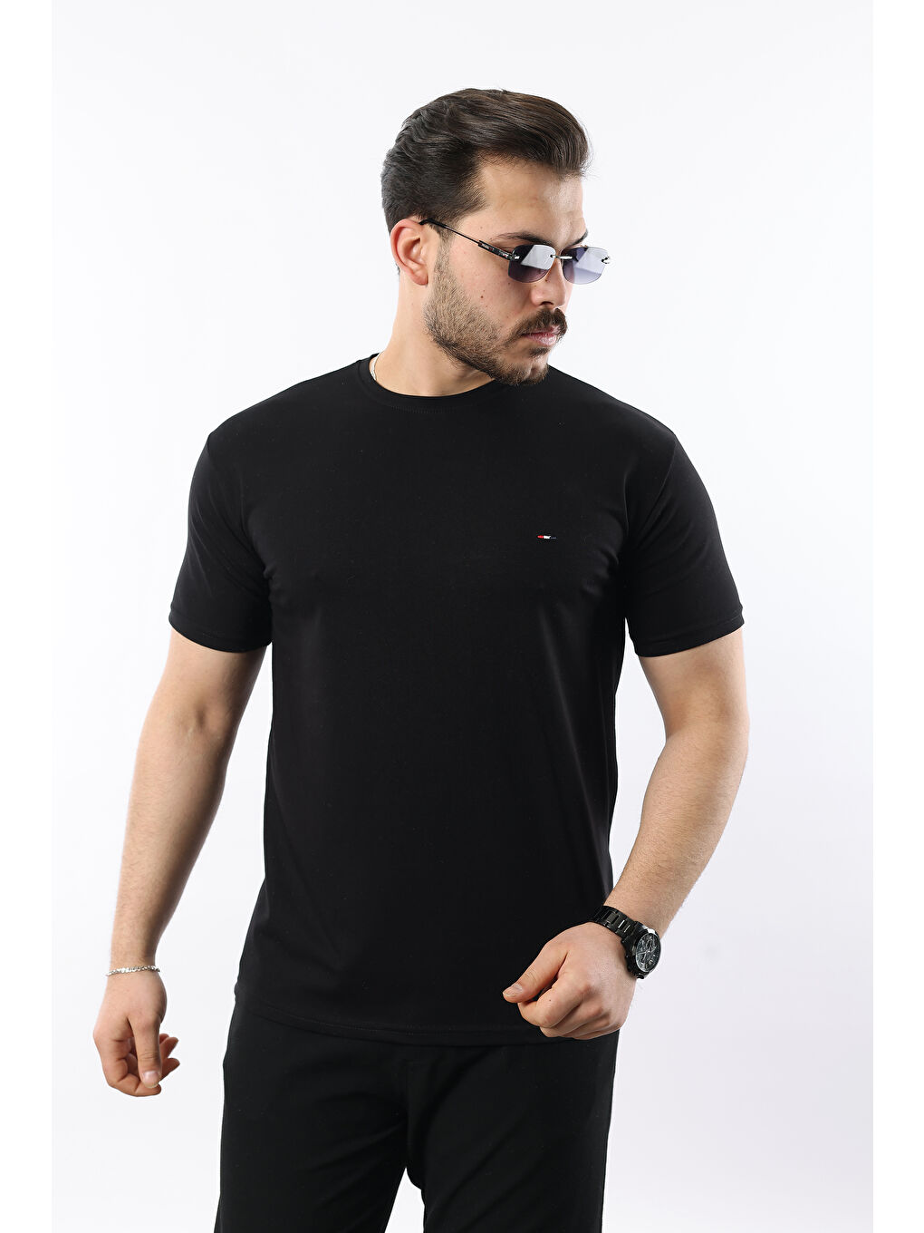 Siyah Erkek Slim Fit T-Shirt-2