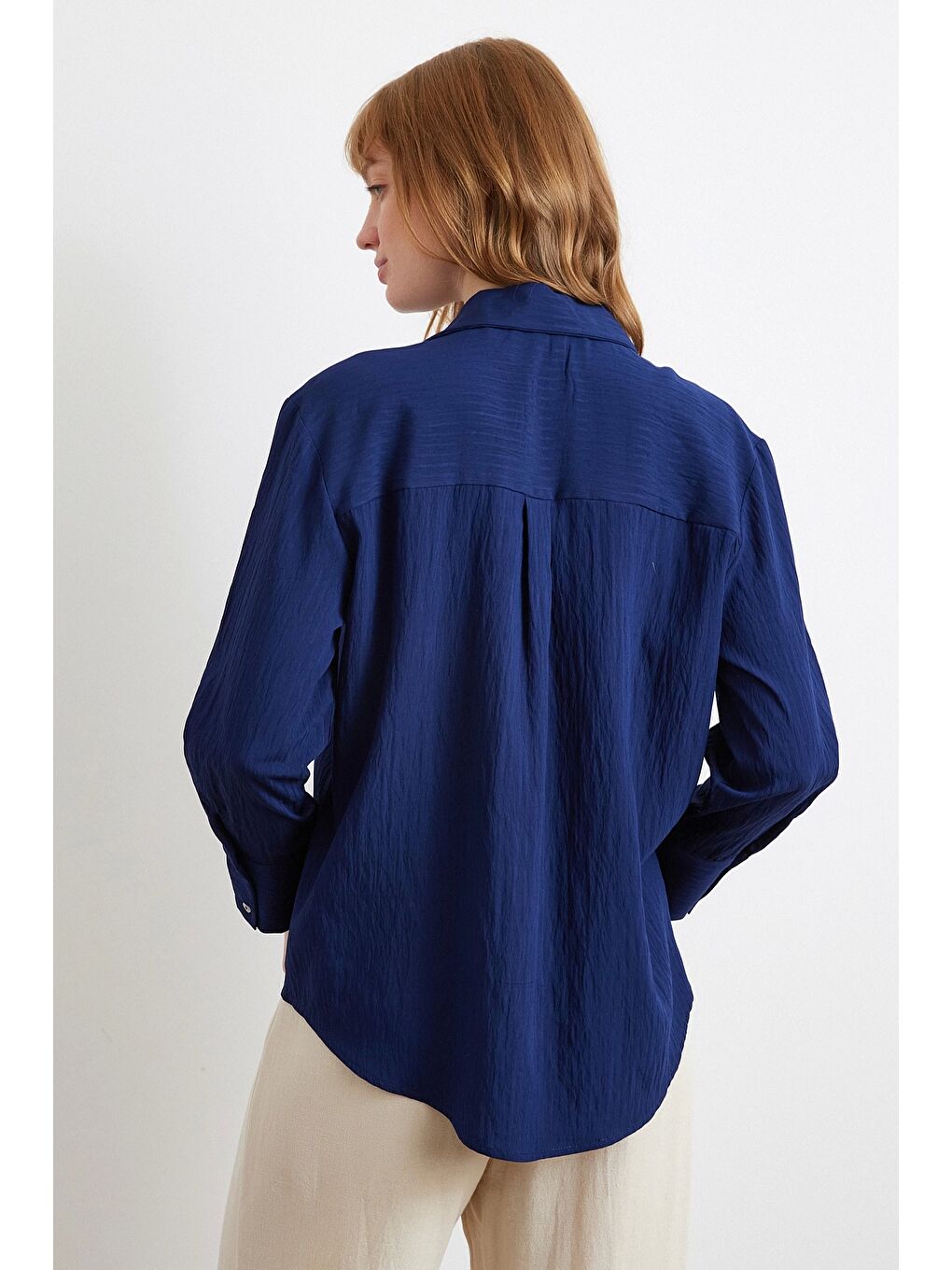 Paralel Çizgili Gömlek Lacivert-5