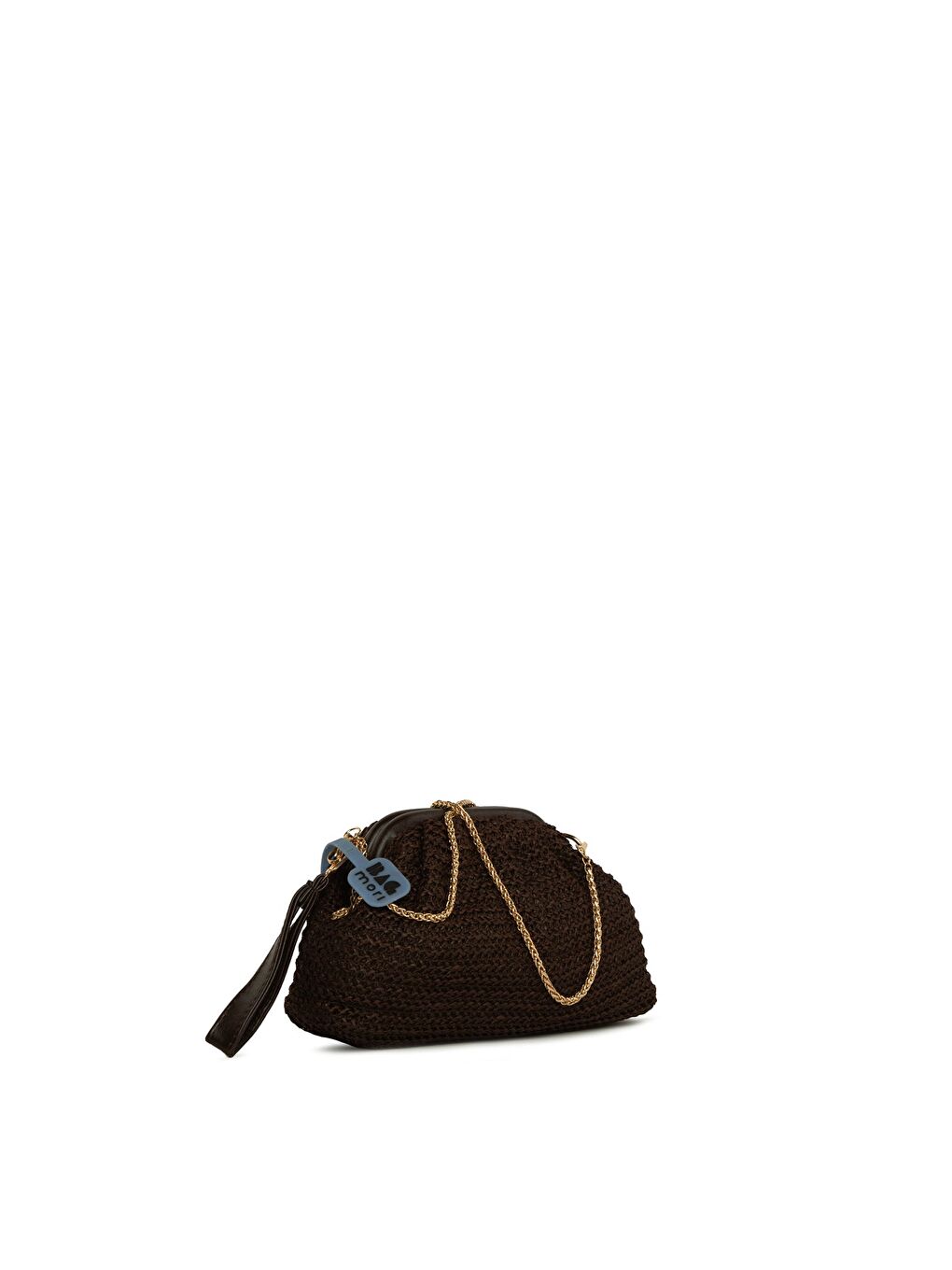 Kahverengi Burslu Pilili Hasır Çanta-1