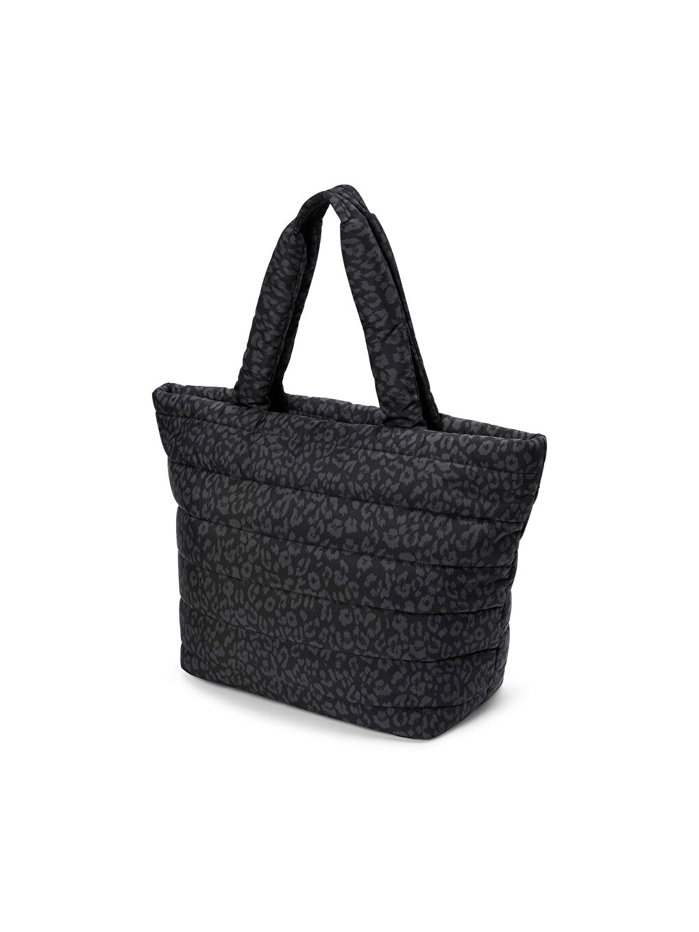 Siyah Kadın Shopper Çanta, Leopar-1