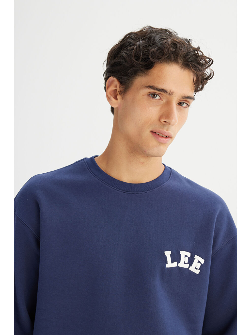 Lacivert Pamuklu Relaxed Fit Bisiklet Yaka İçi Polarlı Logo Detaylı Sweatshirt-3