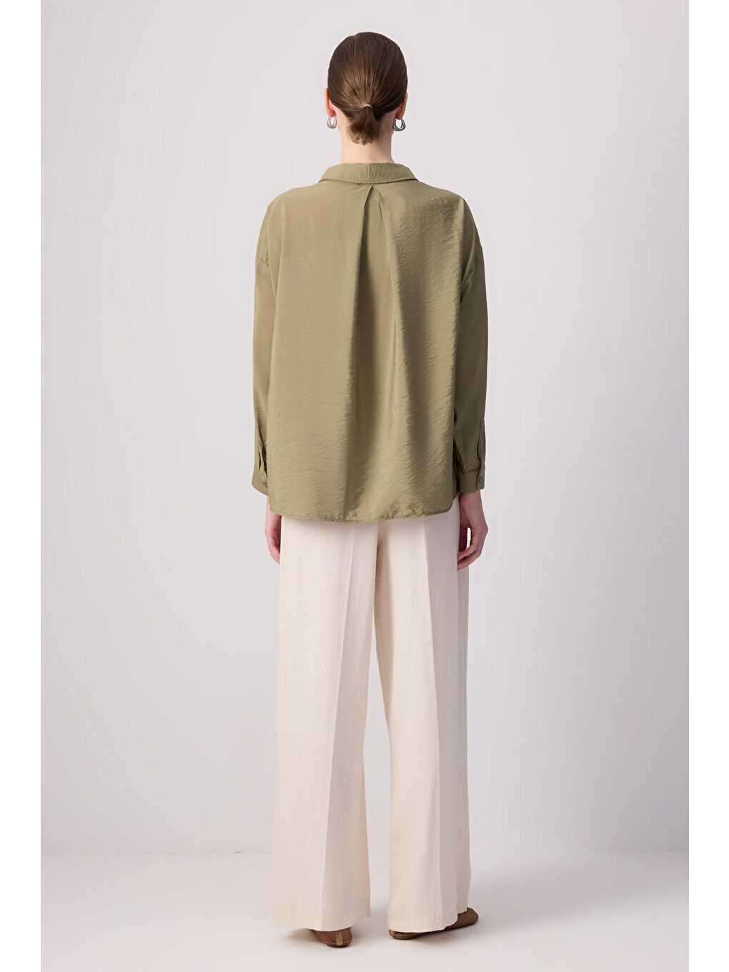 Haki Oversıze Gömlek-4