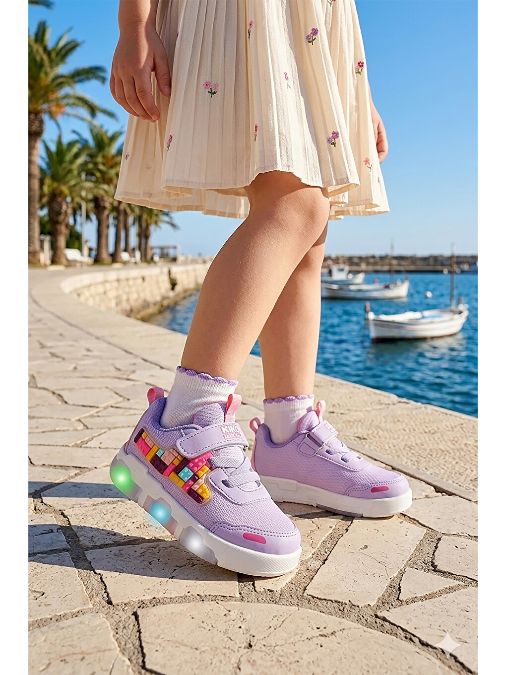 Lila Scarpe Cırtlı Işıklı Kız Bebek / Çocuk Spor Ayakkabı-2