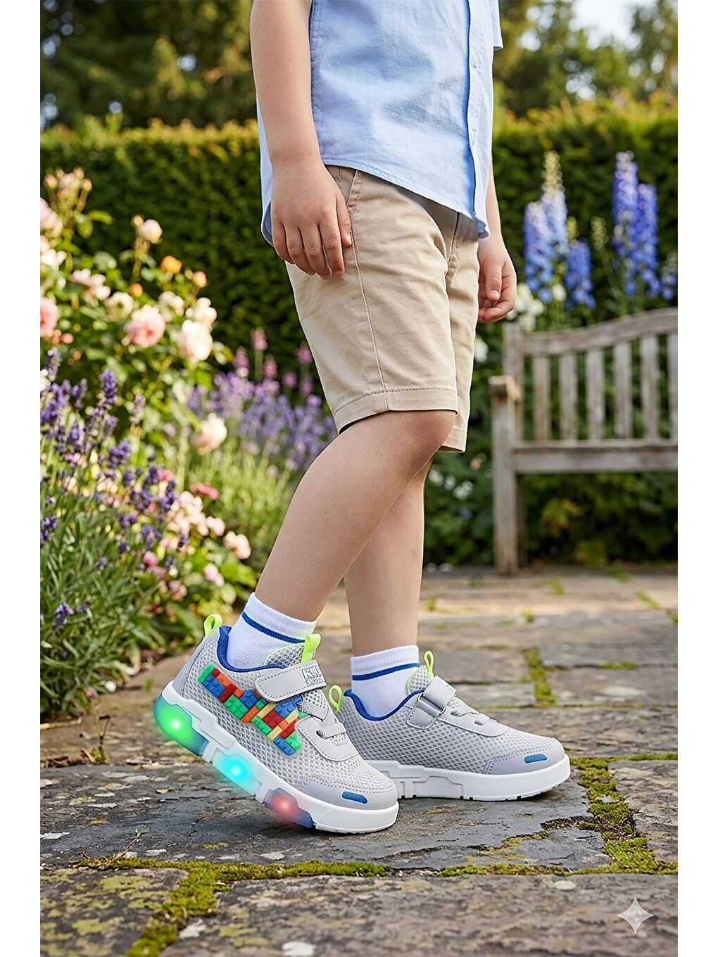 Gri Scarpe Cırtlı Işıklı Erkek Çocuk Spor Ayakkabı-2