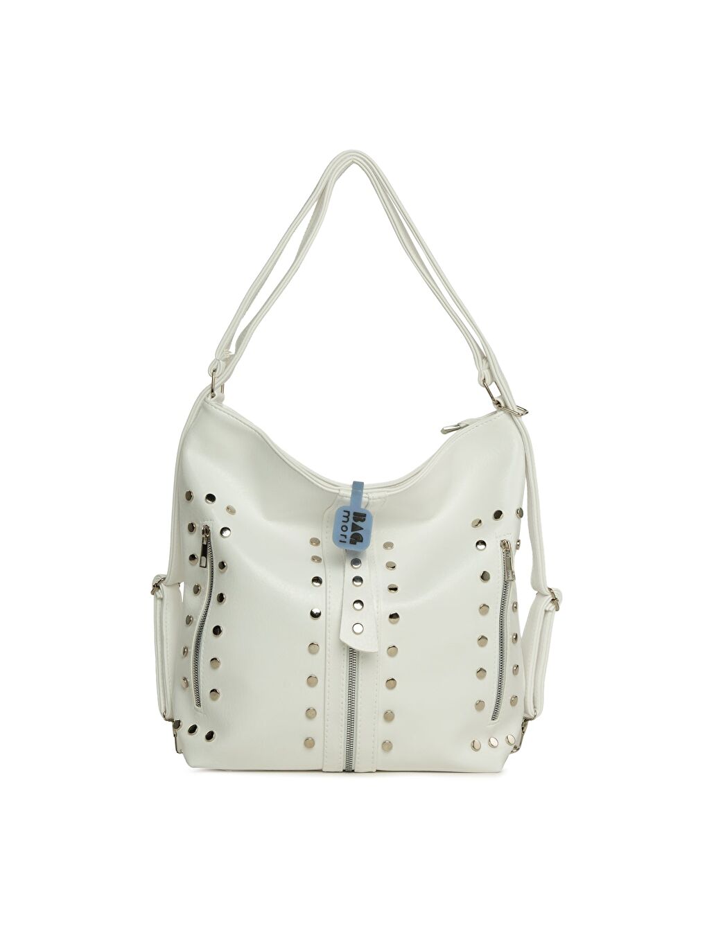 Beyaz Trok Detaylı Salaş Askılı ve Sırt Çantası