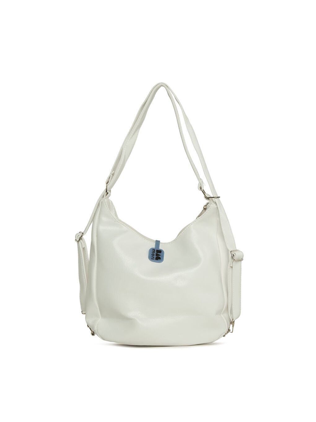 Beyaz Çift Fermuarlı Salaş Askılı ve Sırt Çantası-2