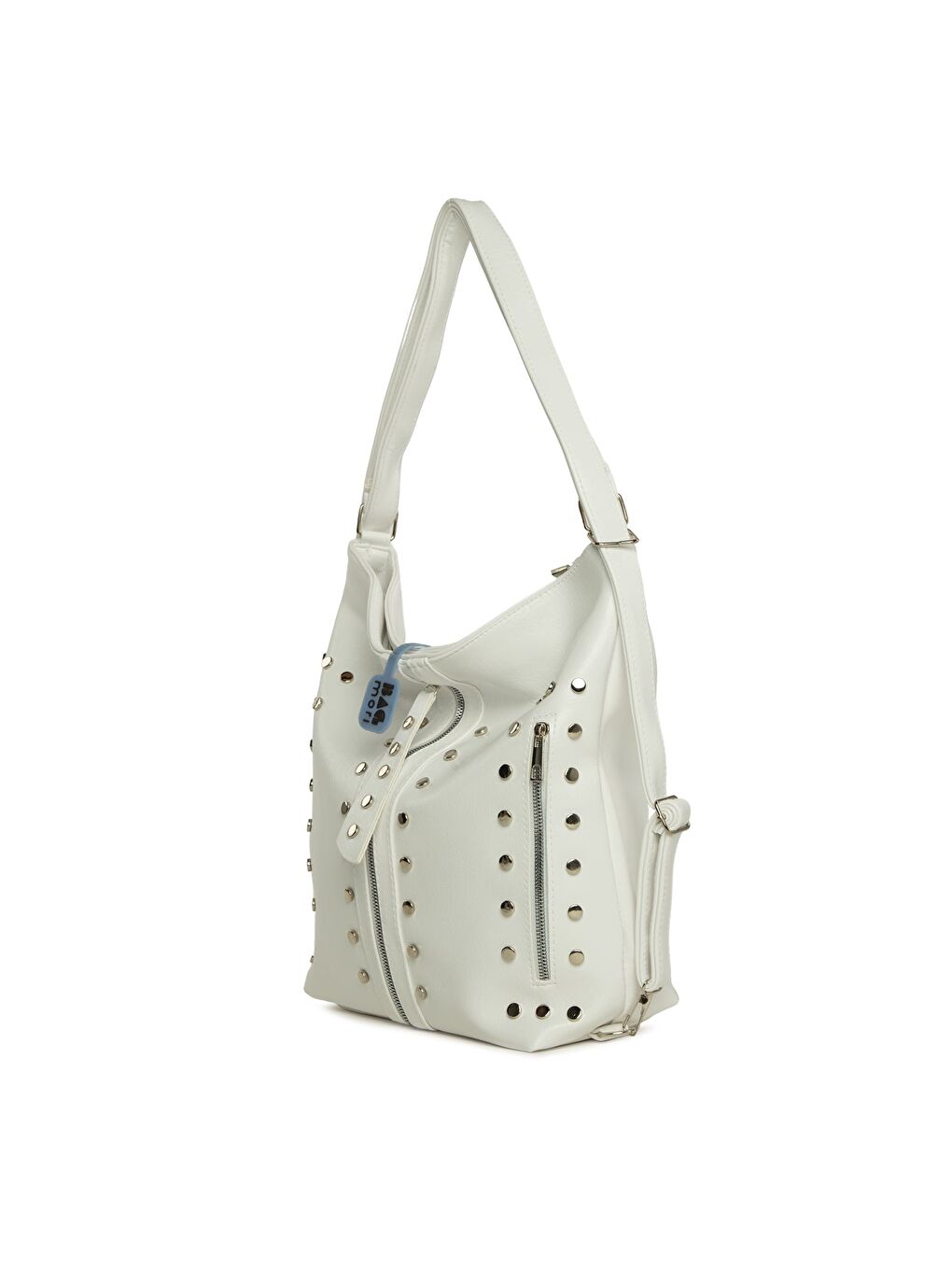 Beyaz Trok Detaylı Salaş Askılı ve Sırt Çantası-1