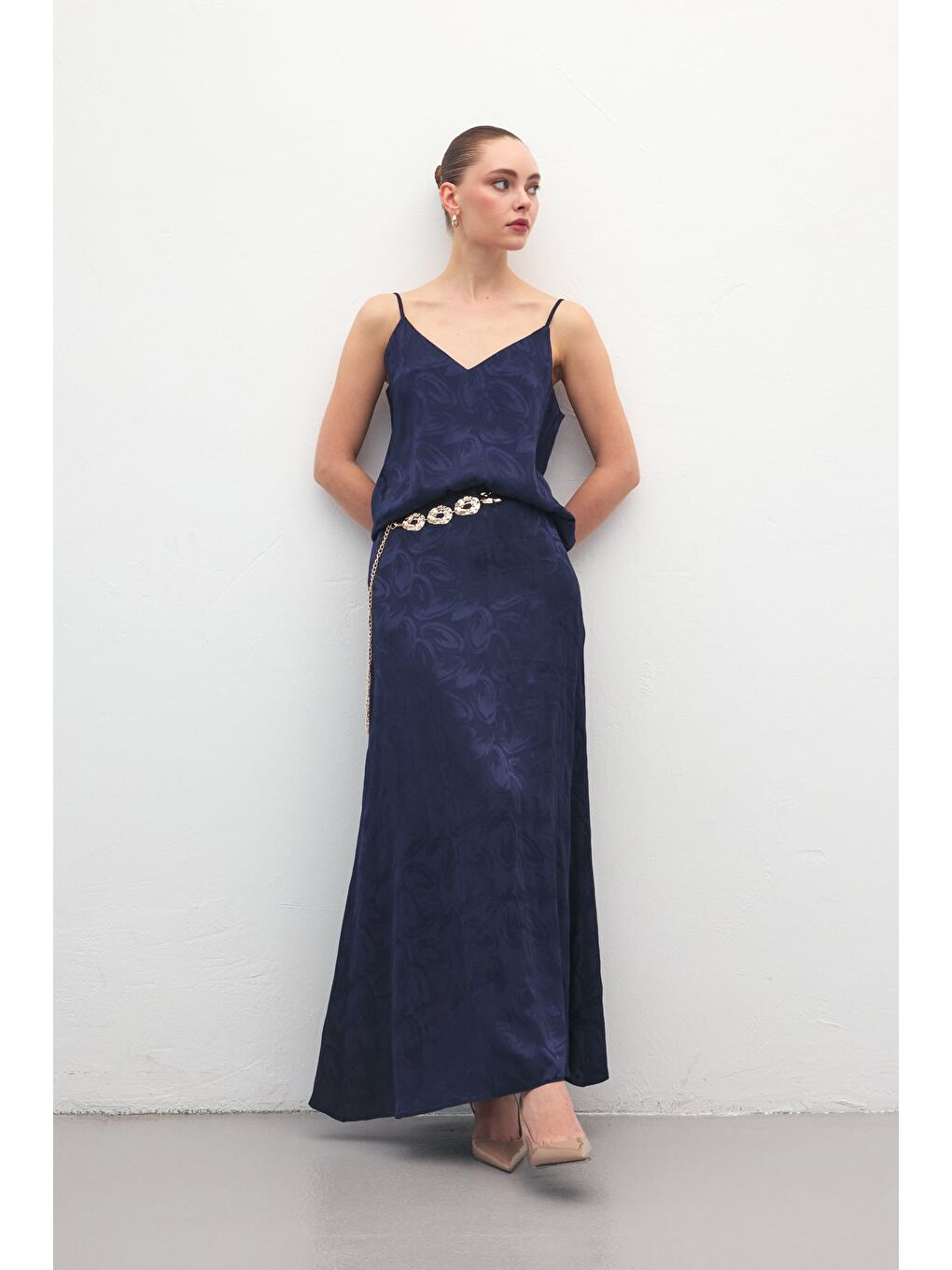 Lior Uzun Etek - Lacivert-4