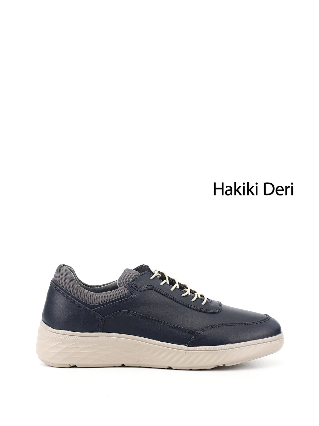 Erkek Açık Lacivert Bağcıklı Hakiki Deri Sneaker