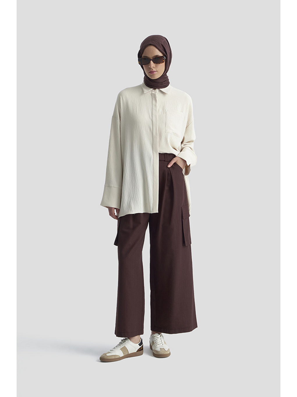 Bej Cepli Basic Gömlek Kum-1