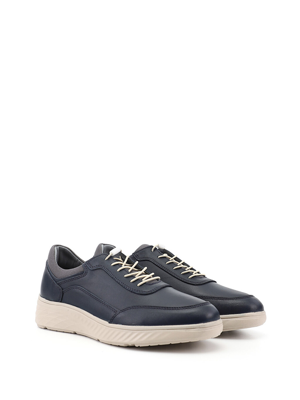 Erkek Açık Lacivert Bağcıklı Hakiki Deri Sneaker-1