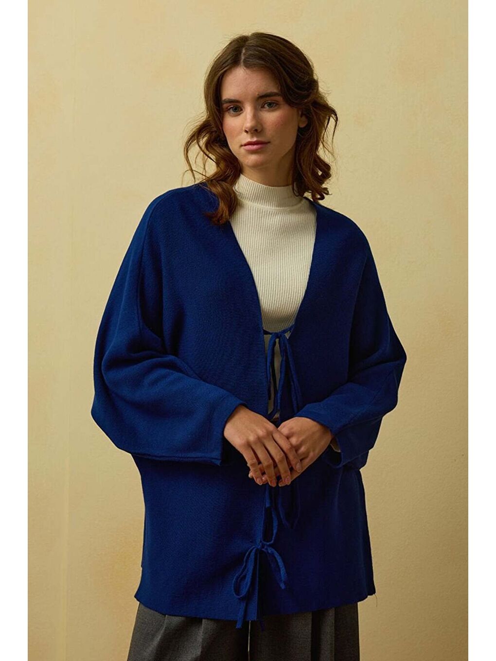 Lacivert 3 Fiyonklu Triko Ceket-1