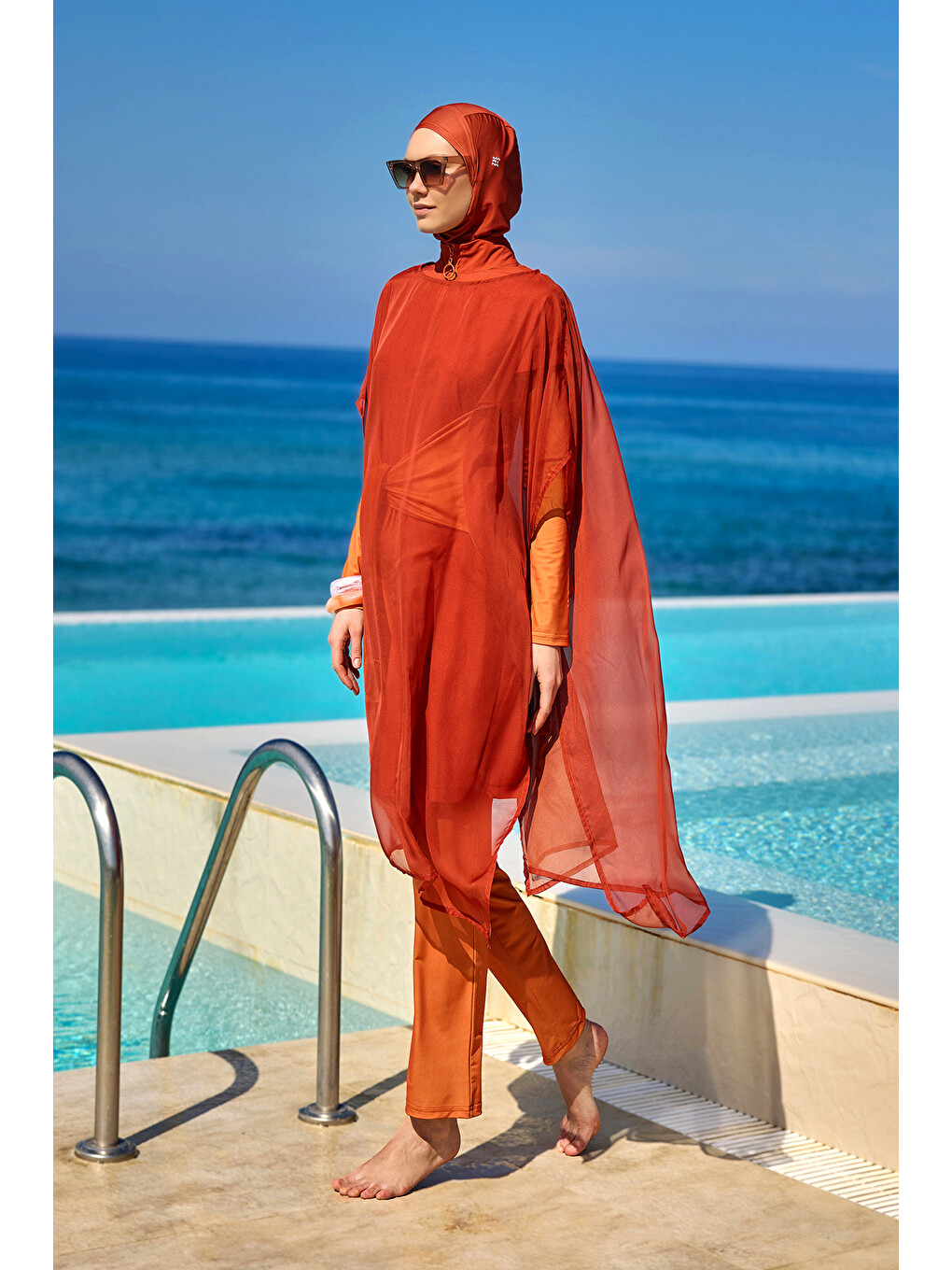 Koyu Turuncu Kimono Kaftan P2516-2-3
