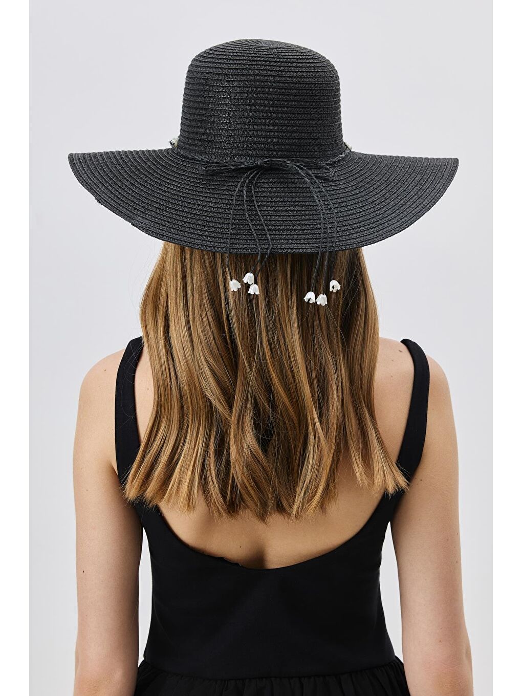 Geniş Kenar Hasır Plaj Şapkası Y25730-05 Siyah-3
