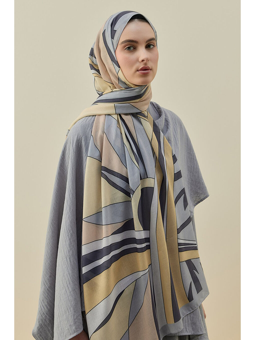 Kahverengi Mucci Kadın Şal 2611 Hardal-3