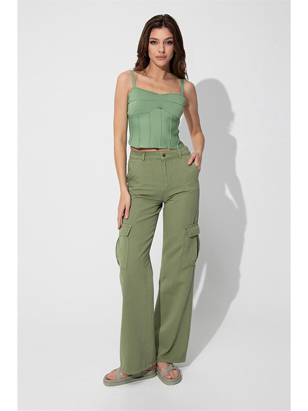 Yeşil Askılı Triko Korse-2