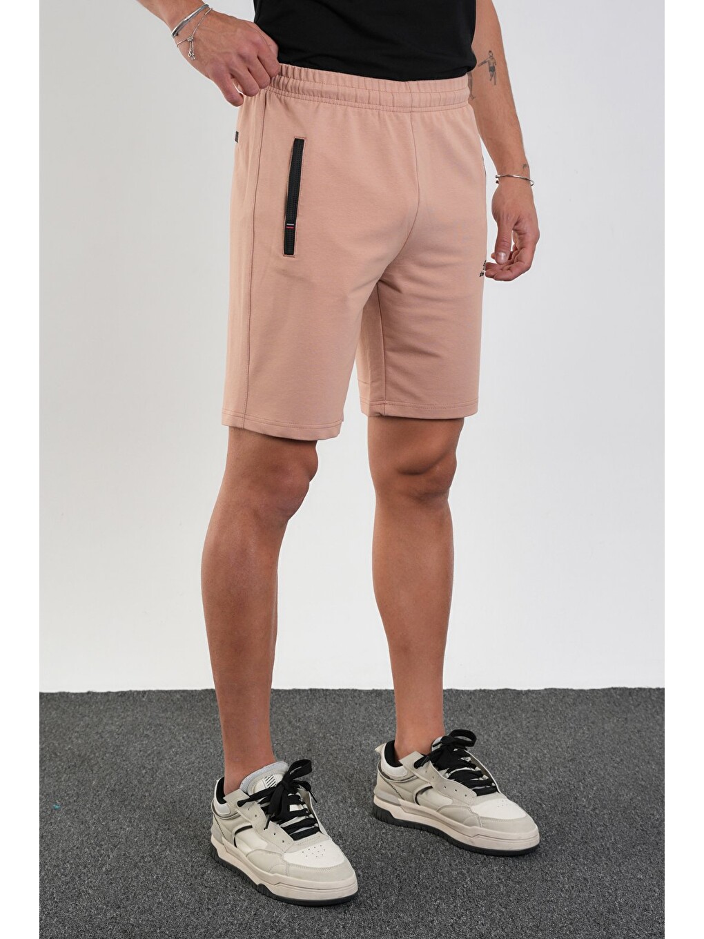 Bej Erkek Regular Fit Fermuar Cepli Pamuklu Şort-5