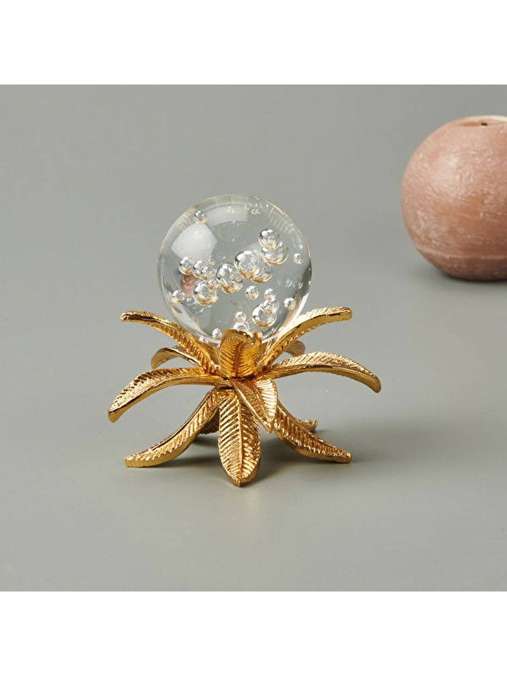 Sarı Deco Palmiye Cam Top Dekor - Gold - 11 cm-1