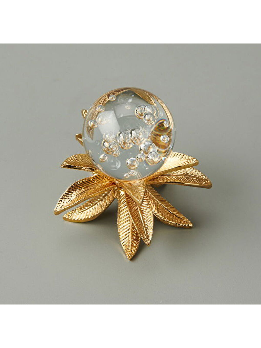 Sarı Deco Palmiye Cam Top Dekor - Gold - 11 cm-2