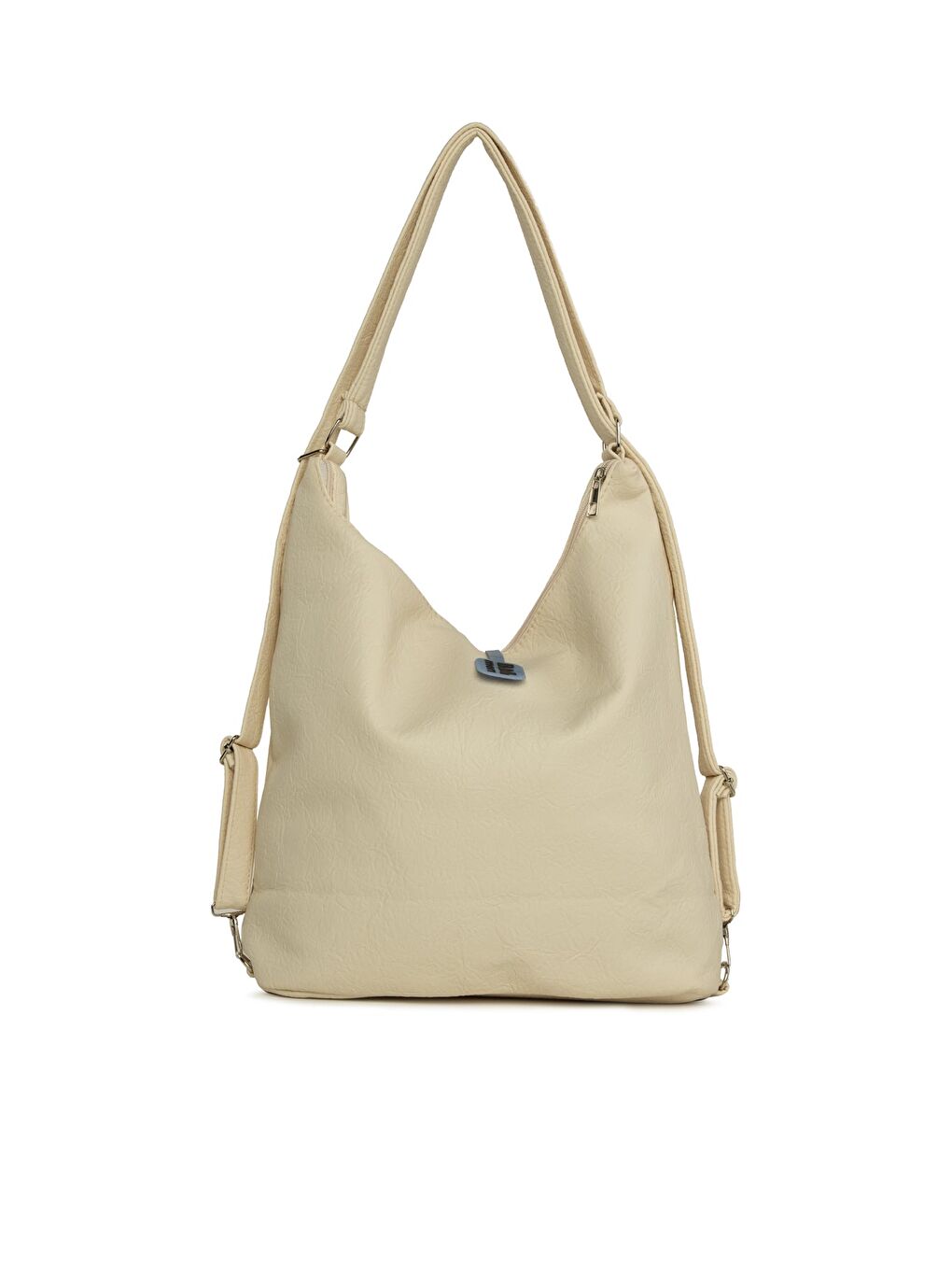 Ekru Yumuşak Dokulu Kemer Detaylı Askılı ve Sırt Salaş Çanta-2