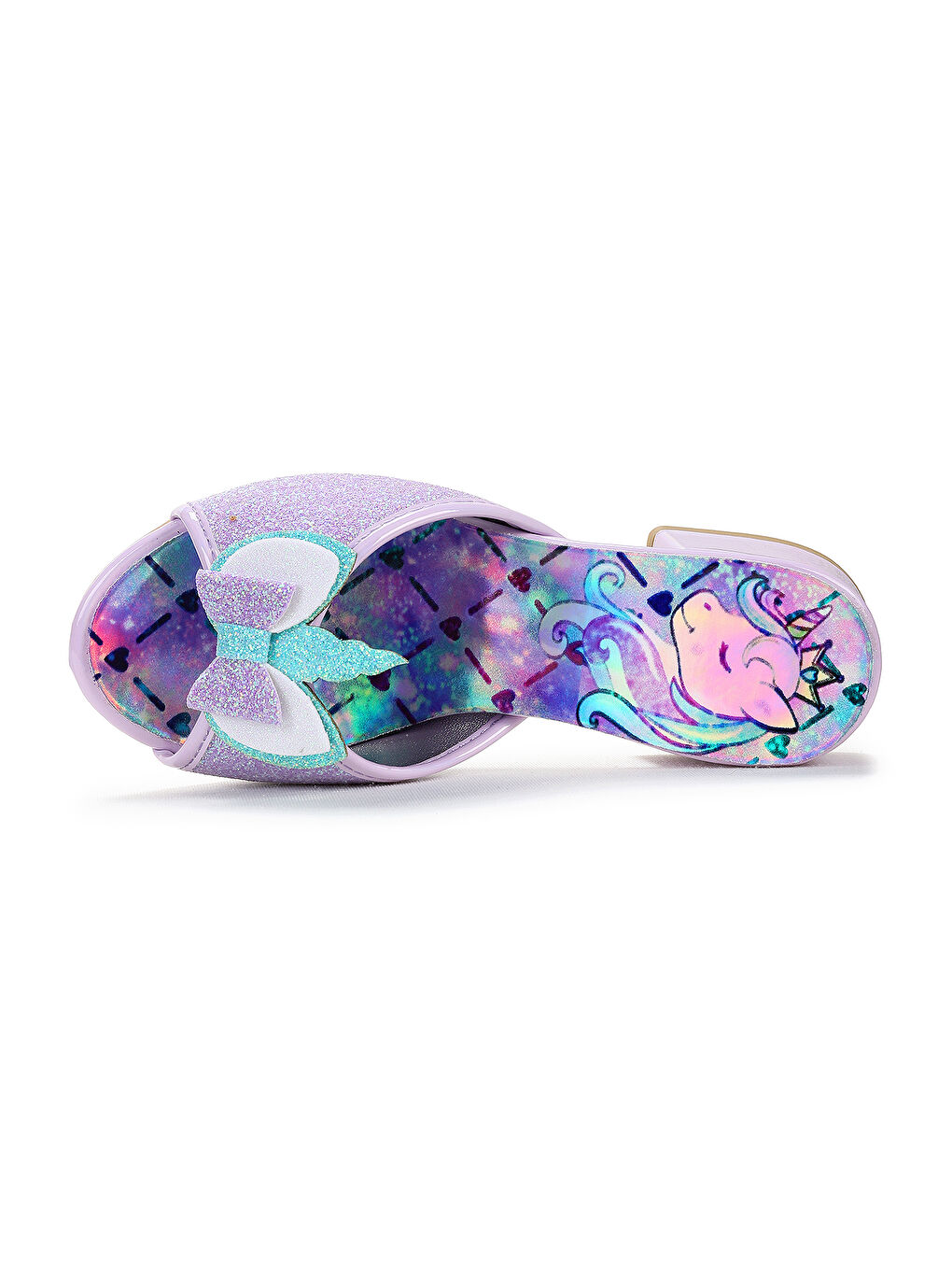 Turkuaz Kız Çocuk Topuklu Simli Abiye Terlik-3