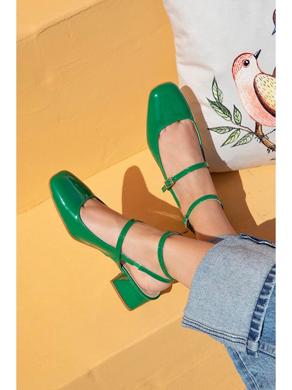 Viola Kadın  Topuklu Rugan Ayakkabı Yeşil