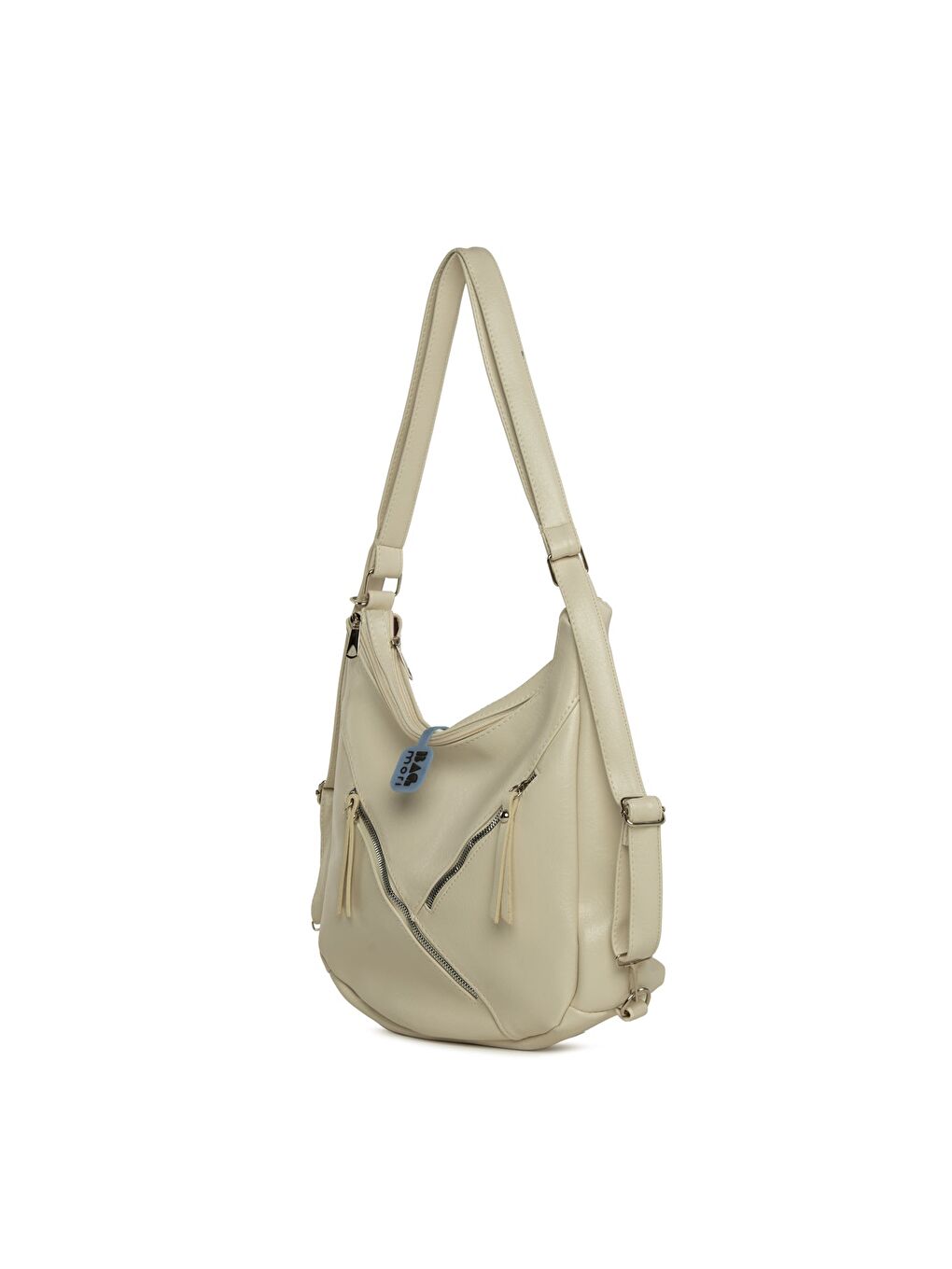 Ekru Çift Fermuarlı Salaş Askılı ve Sırt Çantası-1