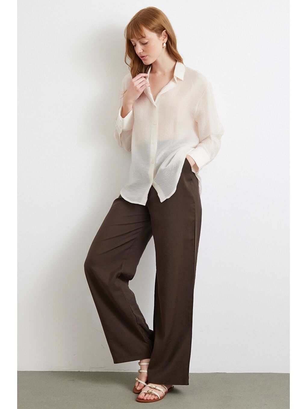 İnce Modal Gömlek Ekru-1