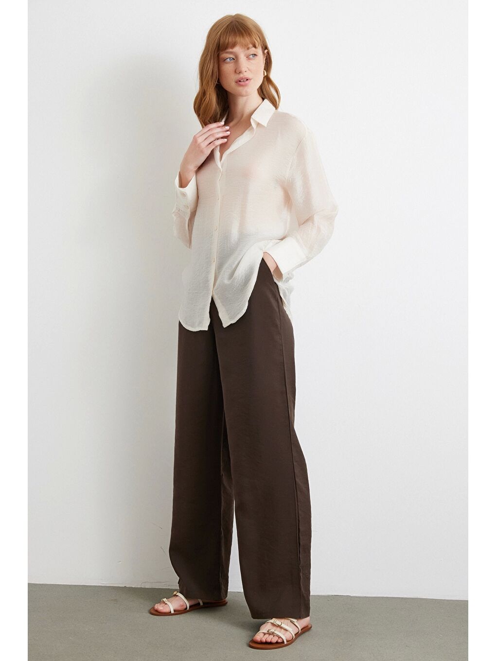 İnce Modal Gömlek Ekru-2